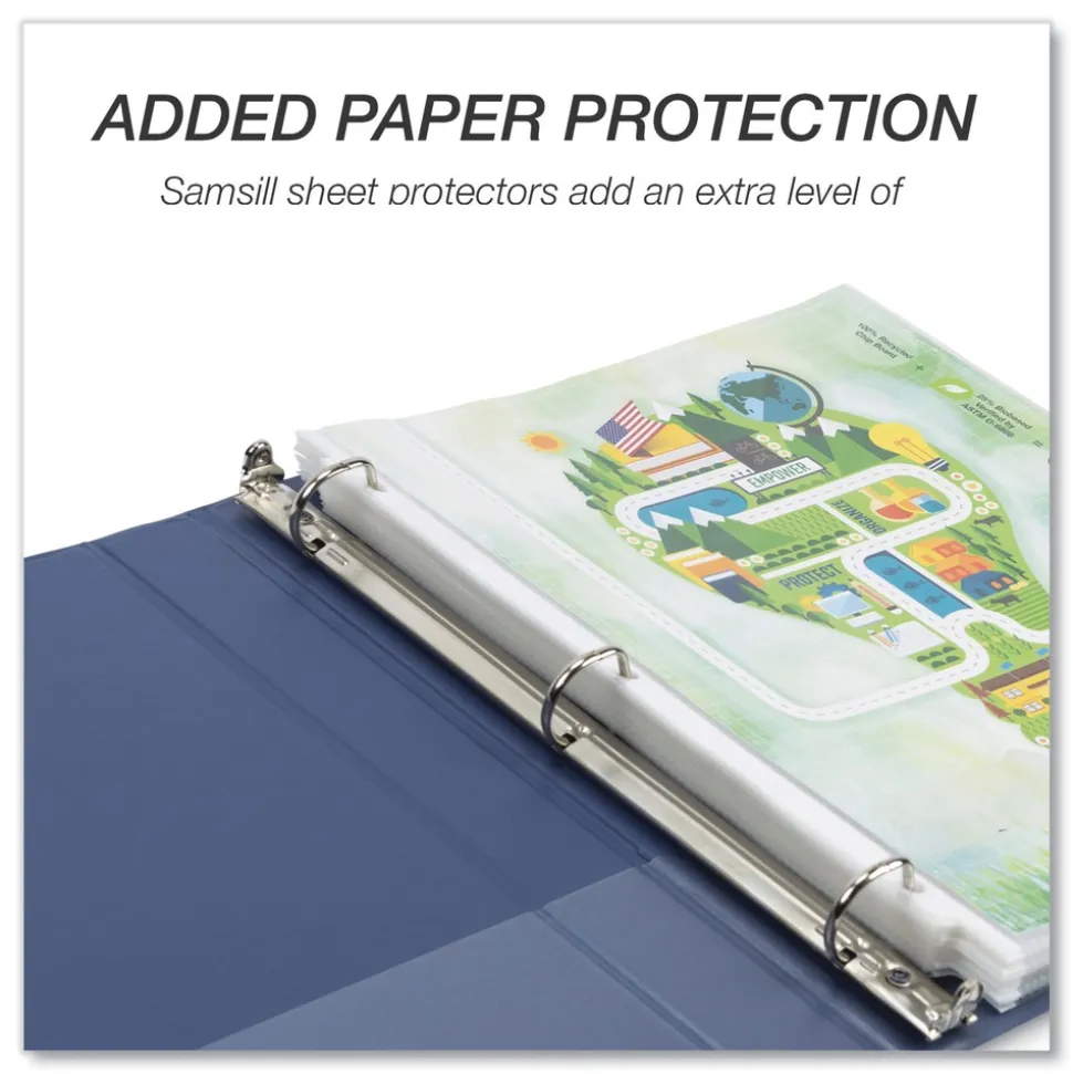 Samsill Earth's Choice Plant-Based BOHO 11 in. x 8.5 in. 1 in. Capacity D-Ring View Binders - Indigo (2/Pack)