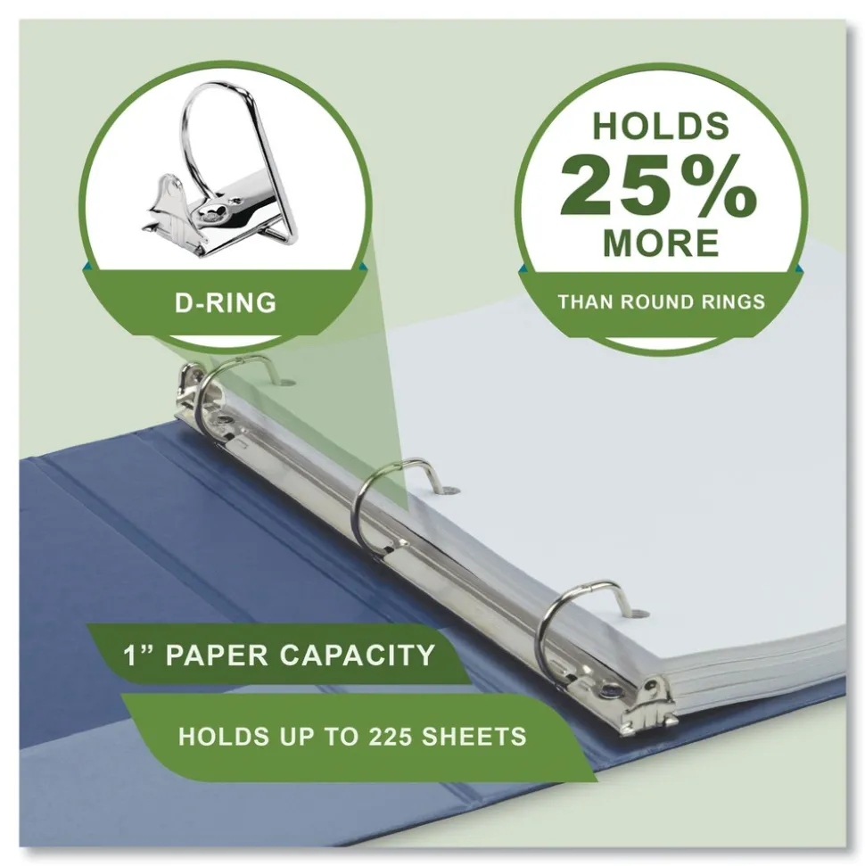 Samsill Earth's Choice Plant-Based BOHO 11 in. x 8.5 in. 1 in. Capacity D-Ring View Binders - Indigo (2/Pack)