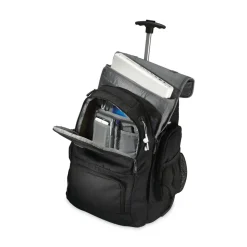 Samsonite 14 in. x 8 in. x 21 in. Polyester Rolling Backpack Fits Devices Up to 15.6 in. - Black/Charcoal