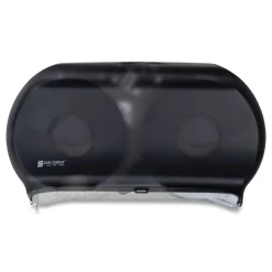 San Jamar 9 in. Roll 19 in. x 5.25 in. x 12 in. Twin Jumbo Classic Tissue Dispenser - Transparent Black Pearl