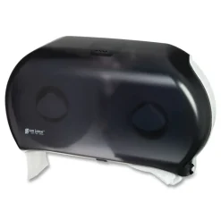San Jamar 9 in. Roll 19 in. x 5.25 in. x 12 in. Twin Jumbo Classic Tissue Dispenser - Transparent Black Pearl
