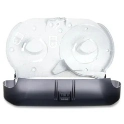 San Jamar 9 in. Roll 19 in. x 5.25 in. x 12 in. Twin Jumbo Classic Tissue Dispenser - Transparent Black Pearl