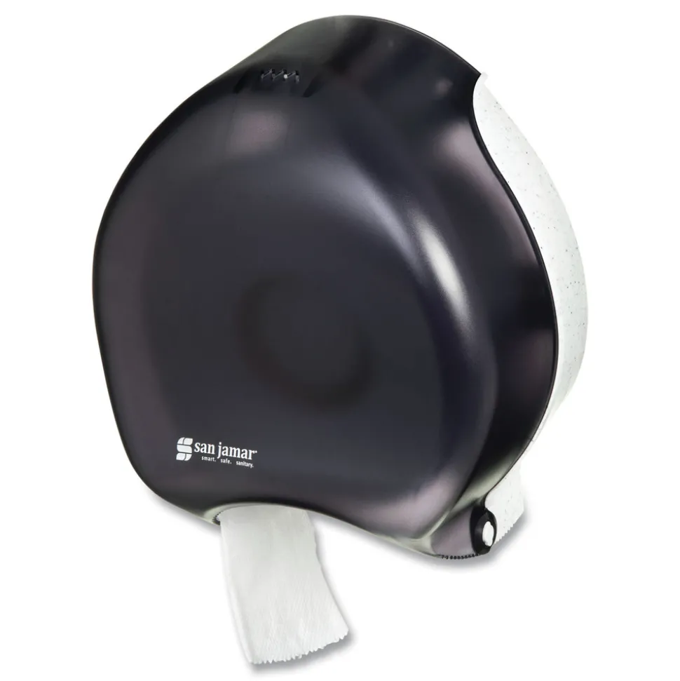 San Jamar 9 in. Roll 10.25 in. x 5.63 in. x 12 in. Single Jumbo Bath Classic Tissue Dispenser - Transparent Black Pearl