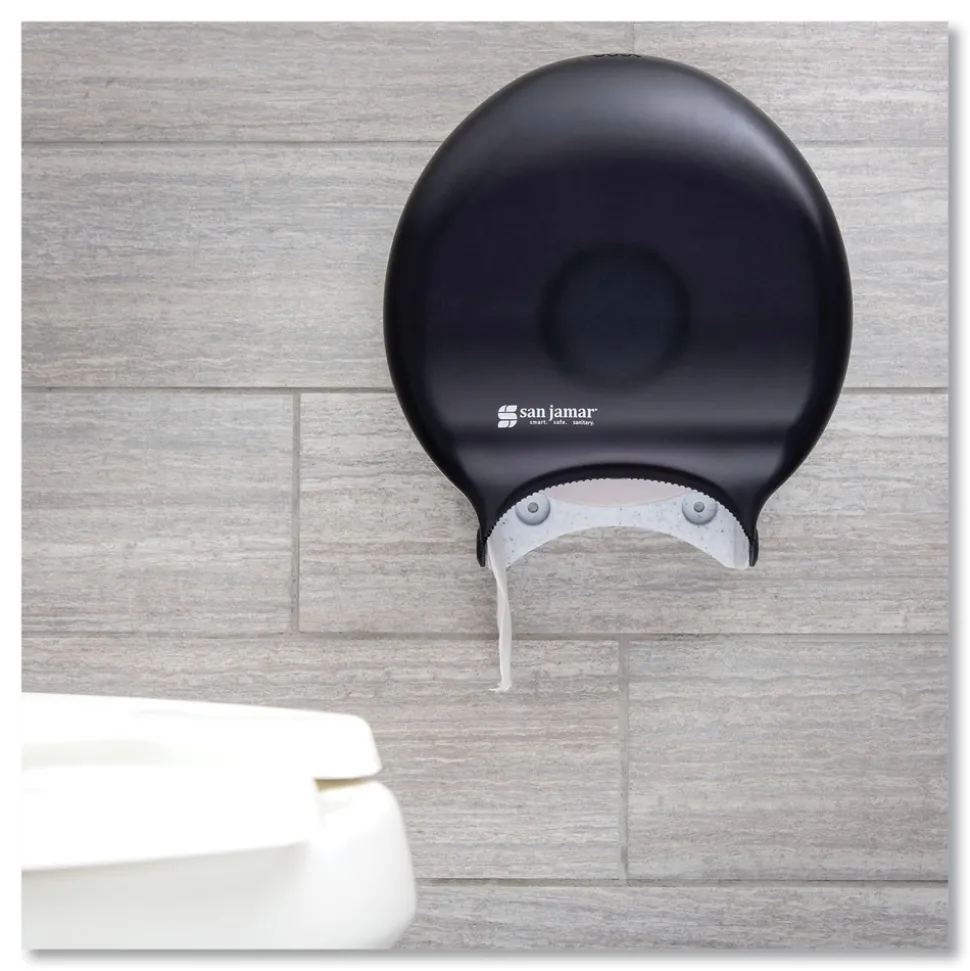 San Jamar 9 in. Roll 10.25 in. x 5.63 in. x 12 in. Single Jumbo Bath Classic Tissue Dispenser - Transparent Black Pearl