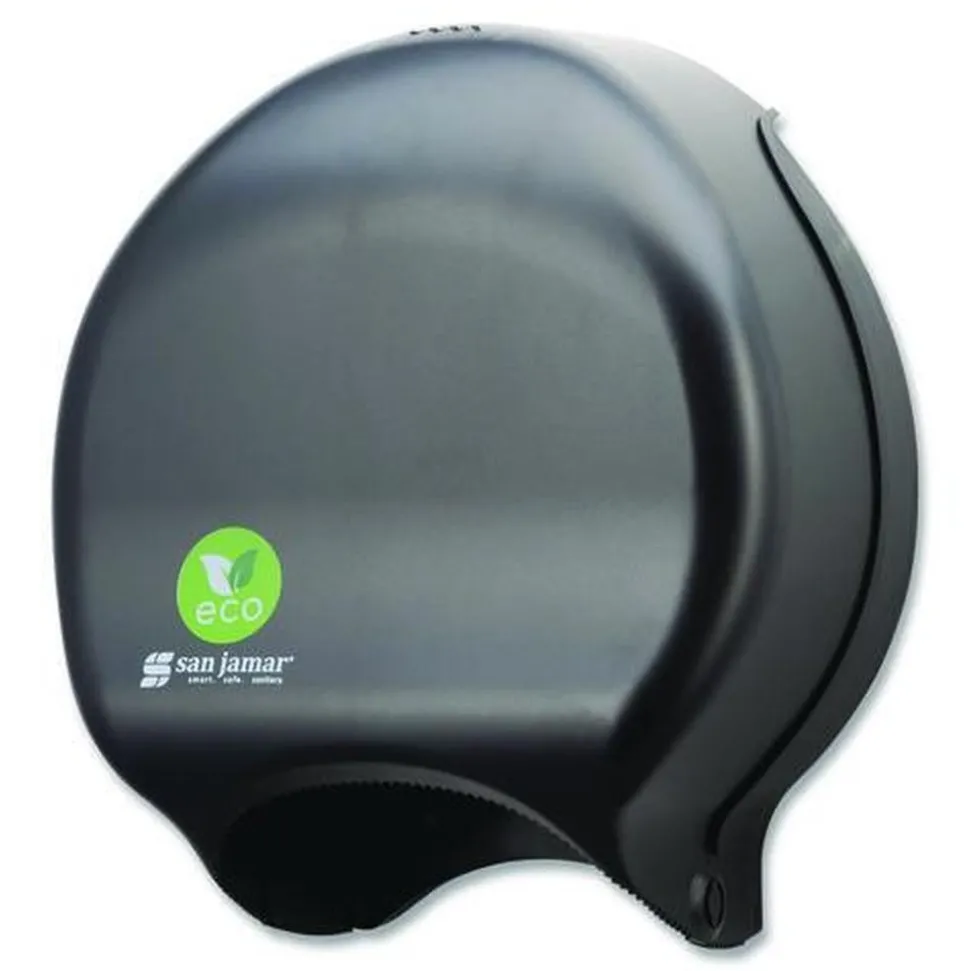 San Jamar 16.75 in. x 5.25 in. x 12.25 in. Ecological Green Tissue Dispenser - Black