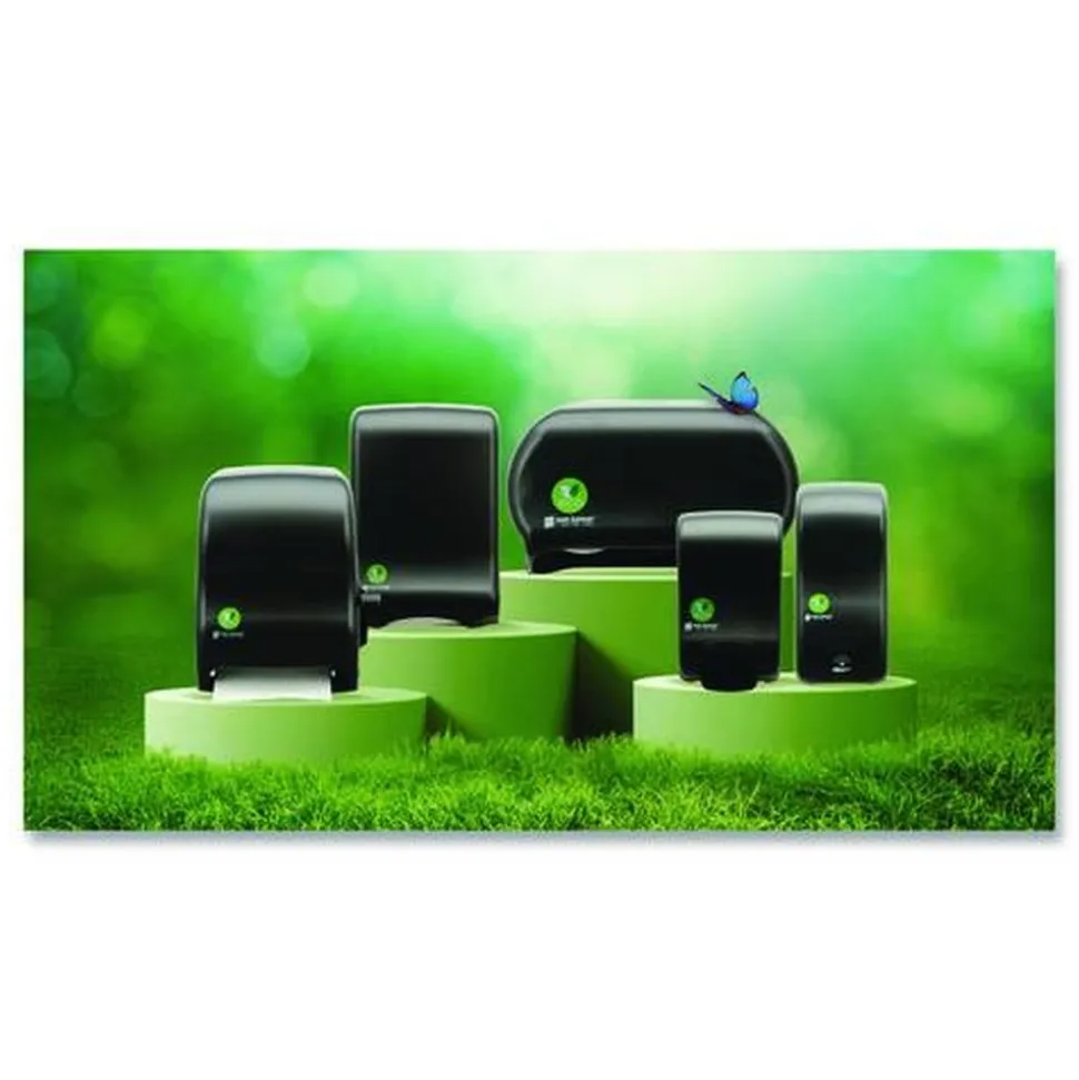 San Jamar 16.75 in. x 5.25 in. x 12.25 in. Ecological Green Tissue Dispenser - Black