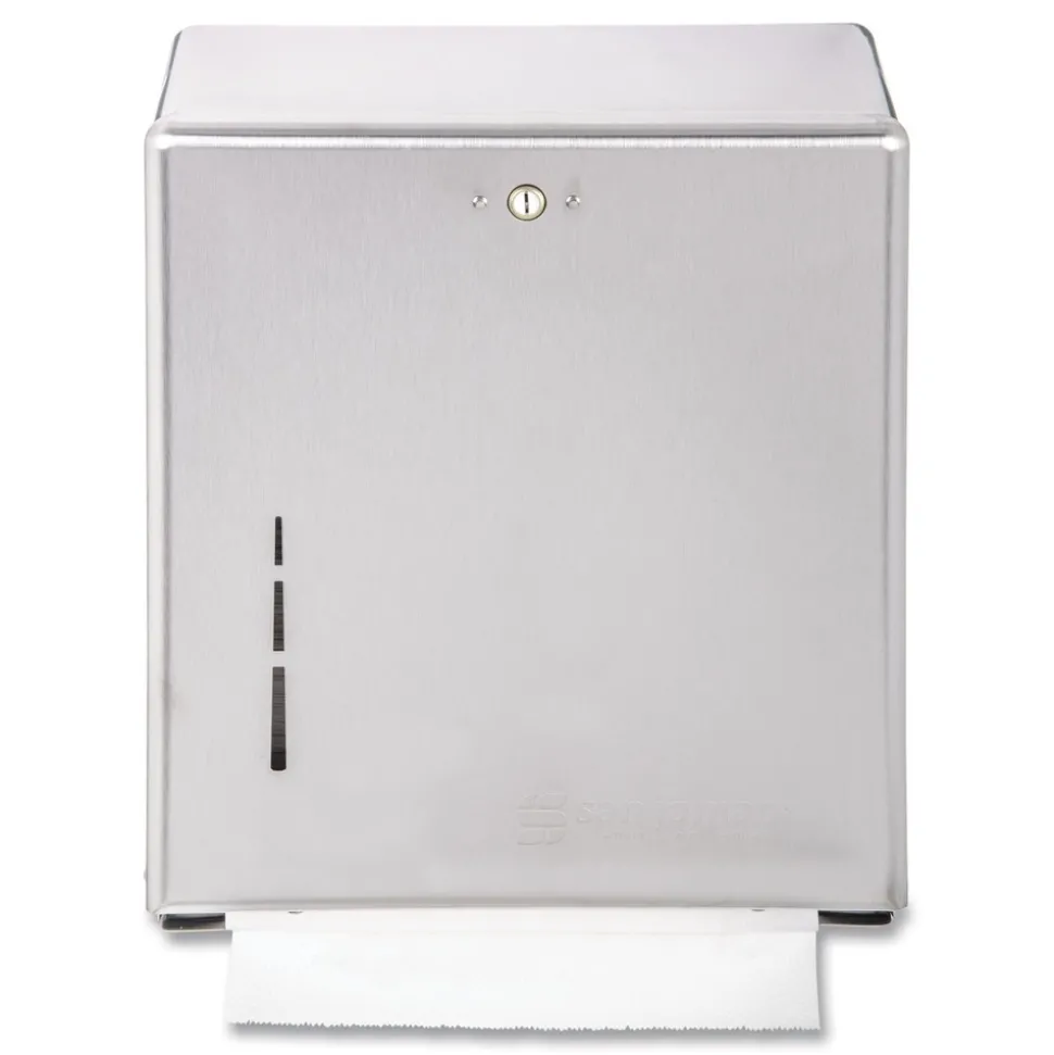 San Jamar 11.38 in. x 4 in. x 14.75 in. C-Fold/Multifold Towel Dispenser - Stainless Steel
