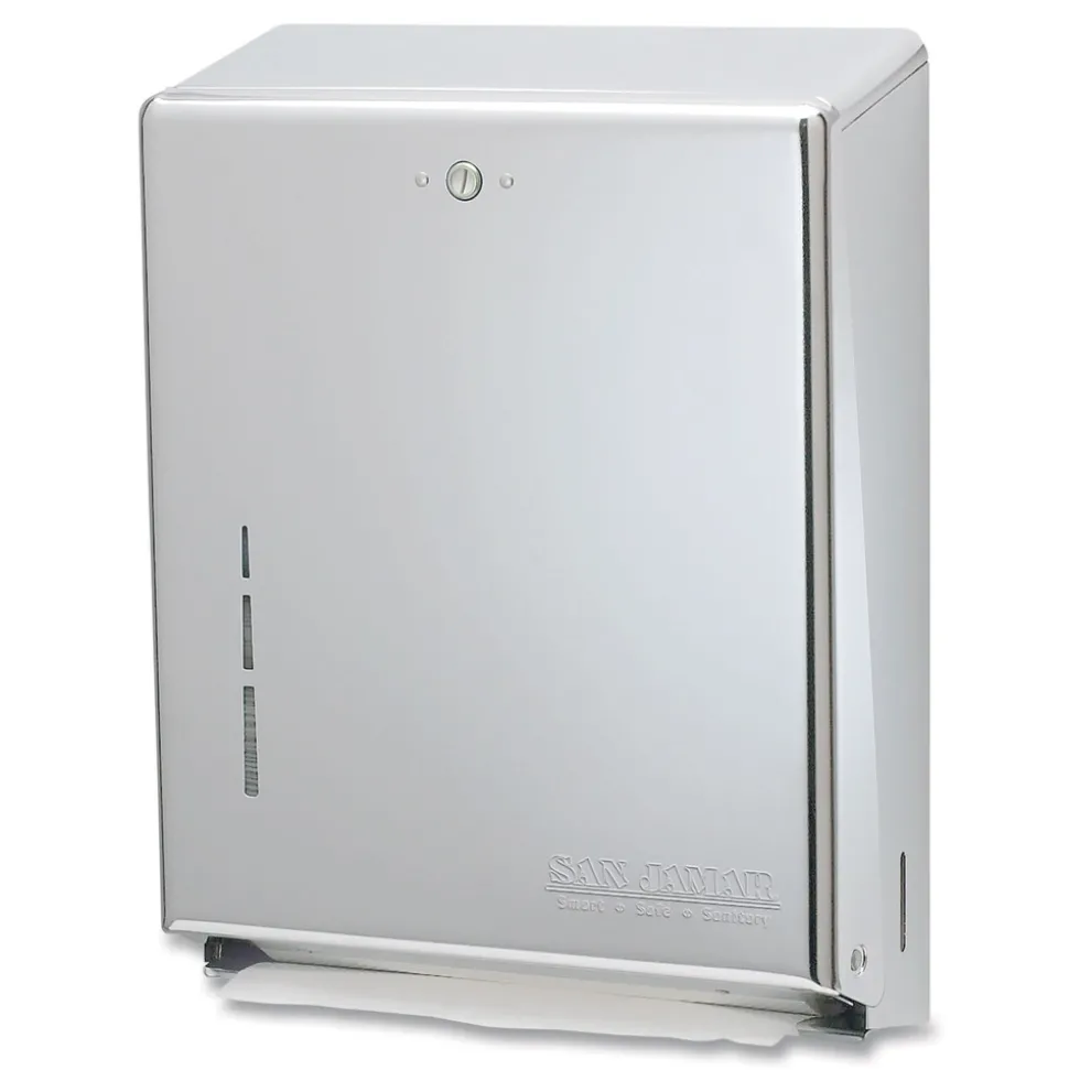 San Jamar 11.38 in. x 4 in. x 14.75 in. C-Fold/Multifold Towel Dispenser - Stainless Steel