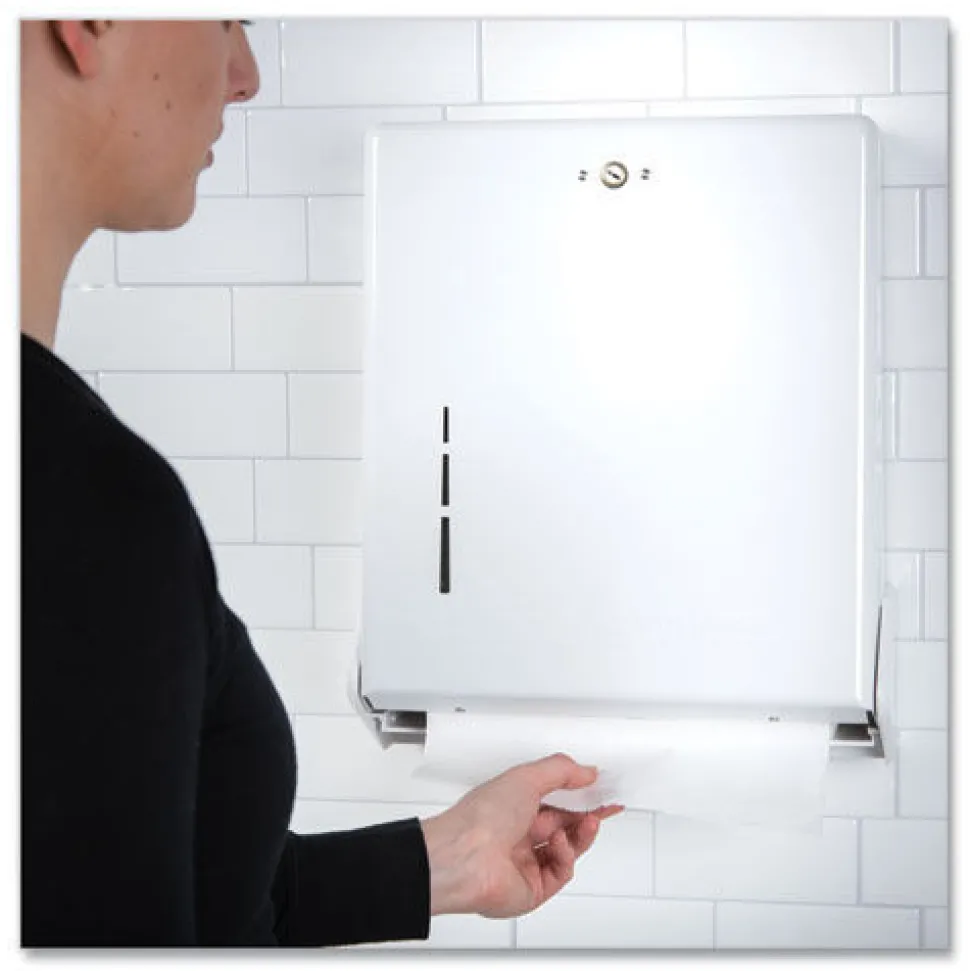 San Jamar 11.63 in. x 5 in. x 14.5 in. True Fold C-Fold/Multifold Paper Towel Dispenser - White