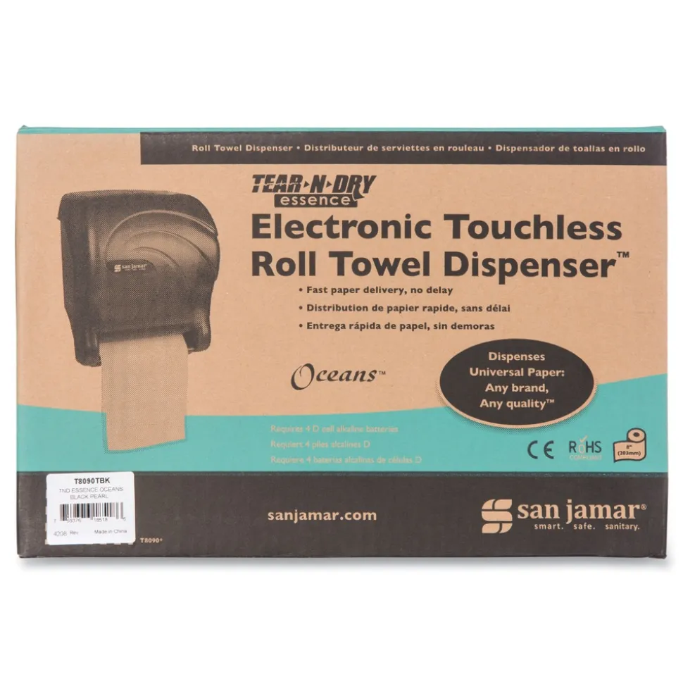 San Jamar 11.75 in. x 9.13 in. x 14.44 in. Tear-N-Dry Essence Touchless Towel Dispenser - Black Pearl