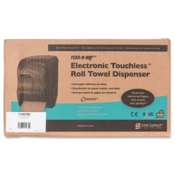 San Jamar 11.75 in. x 9 in. x 15.5 in. Electronic Touchless Roll Towel Dispenser - Black Pearl