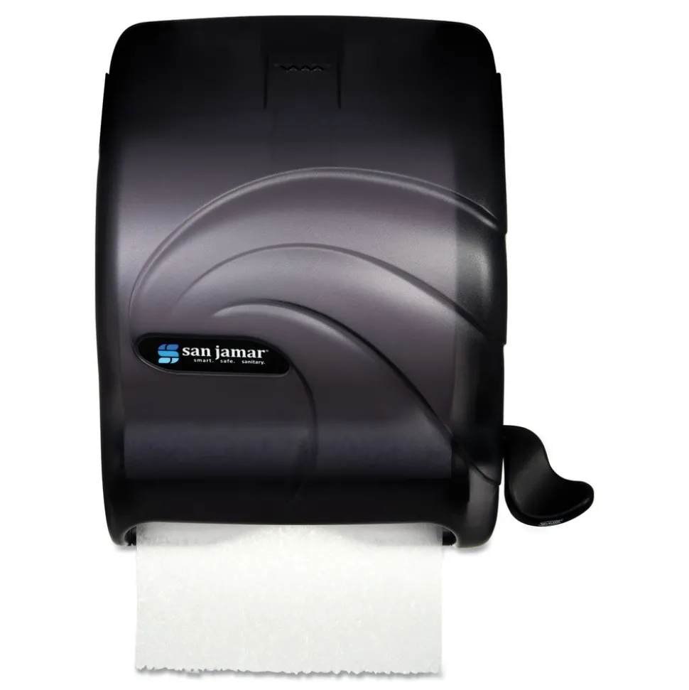 San Jamar 12.5 in. x 8.5 in. x 12.75 in. Oceans Element Lever Roll Towel Dispenser - Black Pearl