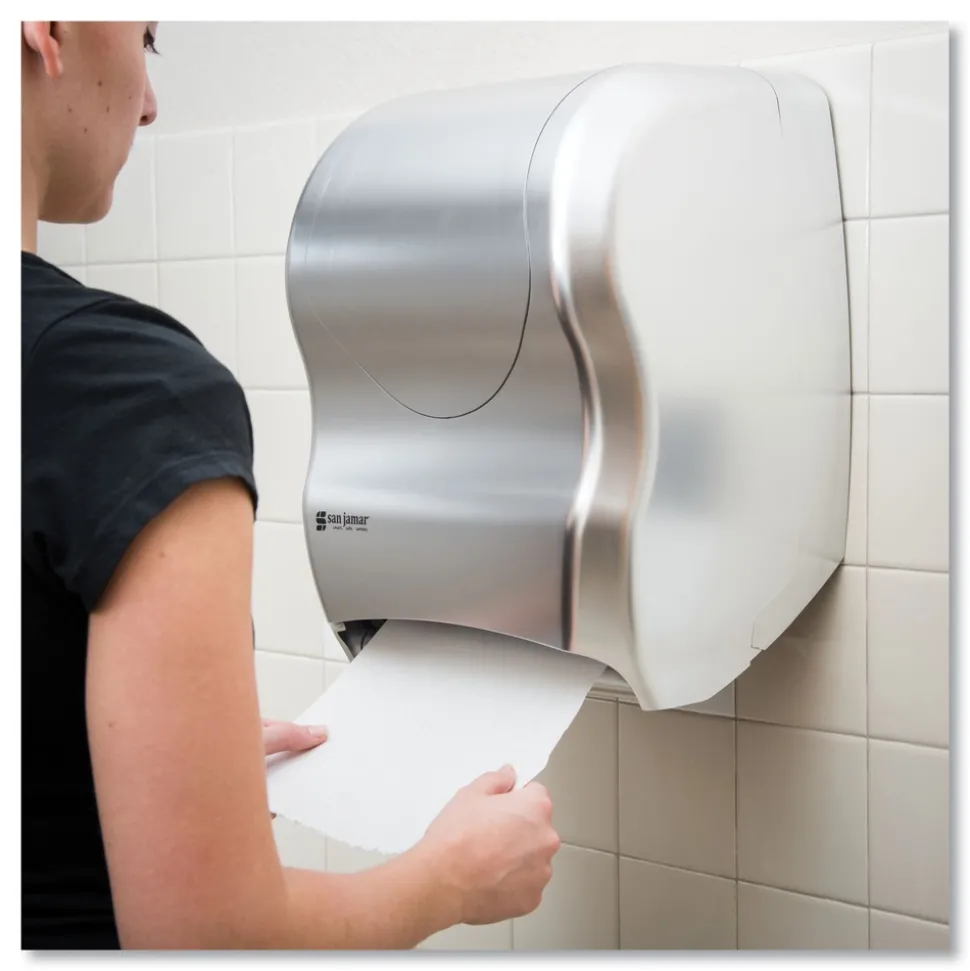 San Jamar T1370SS Tear-N-Dry 16.75 in. x 10 in. x 12.5 in. Touchless Roll Towel Dispenser - Silver