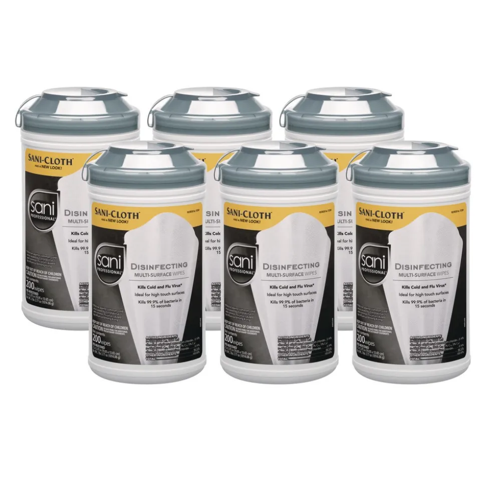 Sani Professional 7.5 in. x 5.38 in. Disinfecting Multi-Surface Wipes - White (6/Carton)