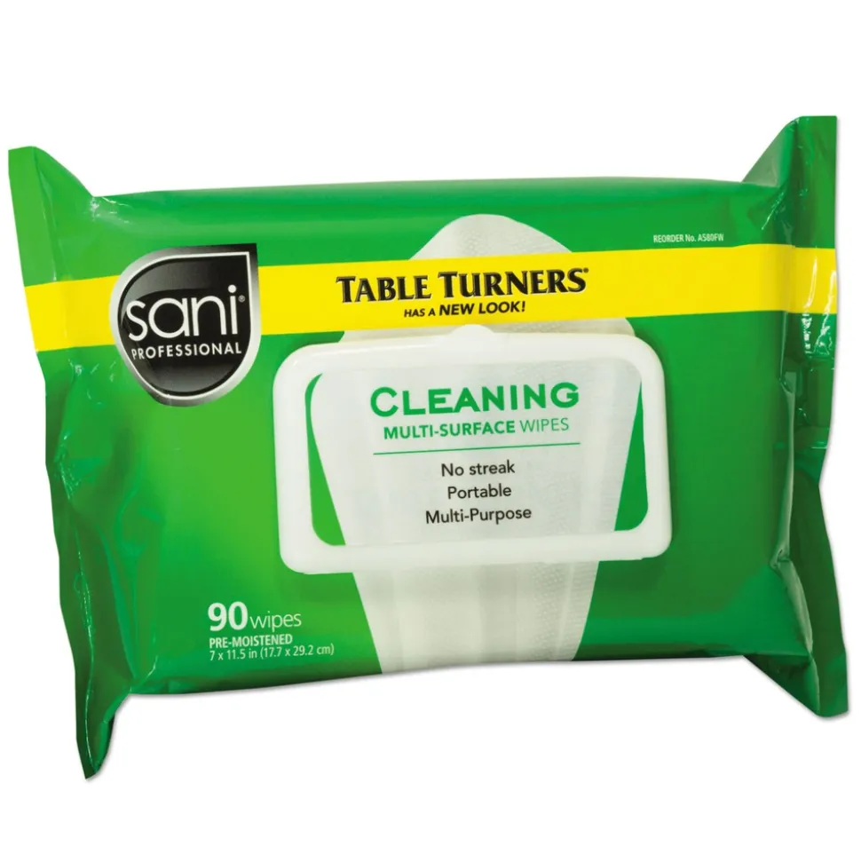 Sani Professional NIC A580FW 11.5 in. x 7 in. 1-Ply Multi-Surface Cleaning Wipes - Fresh Scent, White (12/Carton)