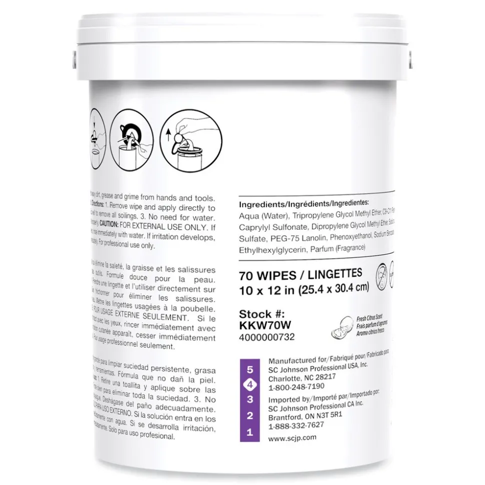 SC Johnson 7.9 in. x 5.7 in. 1-Ply Kresto KWIK-WIPES Cloth - Citrus, White (6 Packs/Carton)