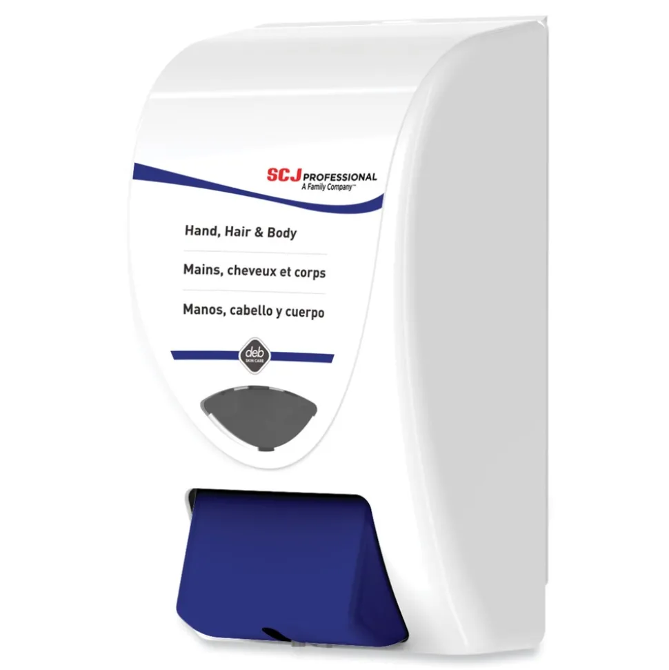 SC Johnson 6.4 in. x 5.7 in. x 11.5 in. 2 L Cleanse Hand, Hair and Body Dispenser - White/Blue (8/Carton)