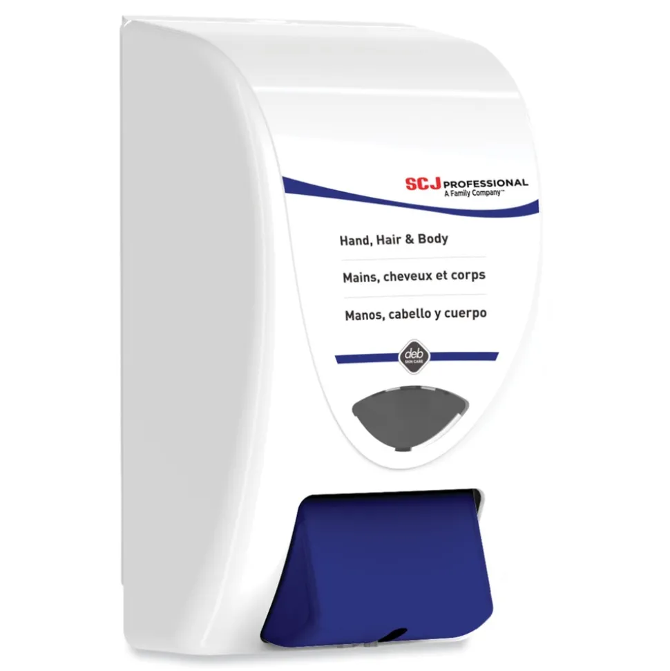 SC Johnson 6.4 in. x 5.7 in. x 11.5 in. 2 L Cleanse Hand, Hair and Body Dispenser - White/Blue (8/Carton)