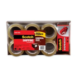 Scotch 3 in. Core, 1.88 in. x 54.6 Yards 3750 Commercial Grade Packaging Tape with DP 300 Dispenser - Clear (12/Pack)