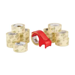 Scotch 3 in. Core, 1.88 in. x 54.6 Yards 3750 Commercial Grade Packaging Tape with DP 300 Dispenser - Clear (12/Pack)