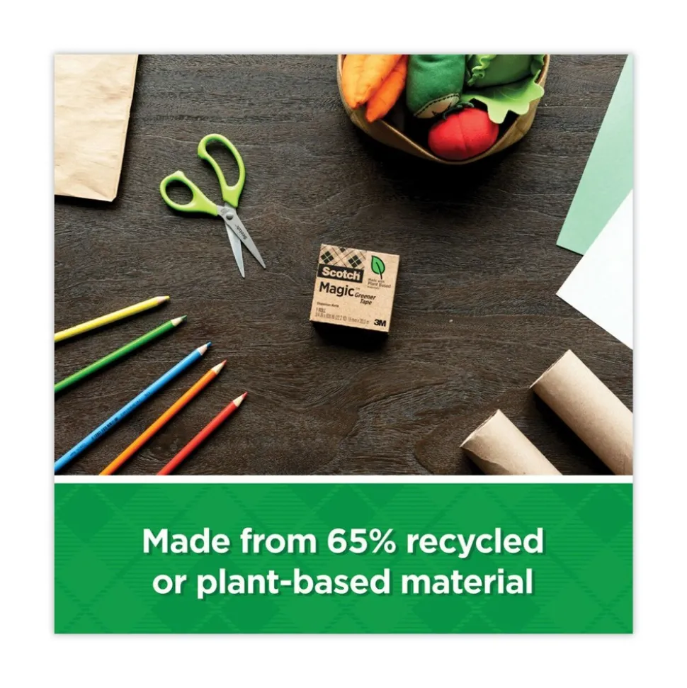 Scotch 0.75 in. x 75 ft. 1 in. Core Magic Greener Tape with C38 Dispenser - Clear (6/Pack)