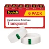 Scotch 0.75 in. x 83.33 ft. 1 in. Core Tape - Transparent (6/Pack)
