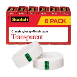 Scotch 0.75 in. x 83.33 ft. 1 in. Core Tape - Transparent (6/Pack)