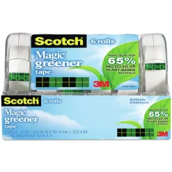 Scotch 0.75 in. x 50 ft. 1 in. Core Magic Greener Tape with Dispenser - Clear (6/Pack)