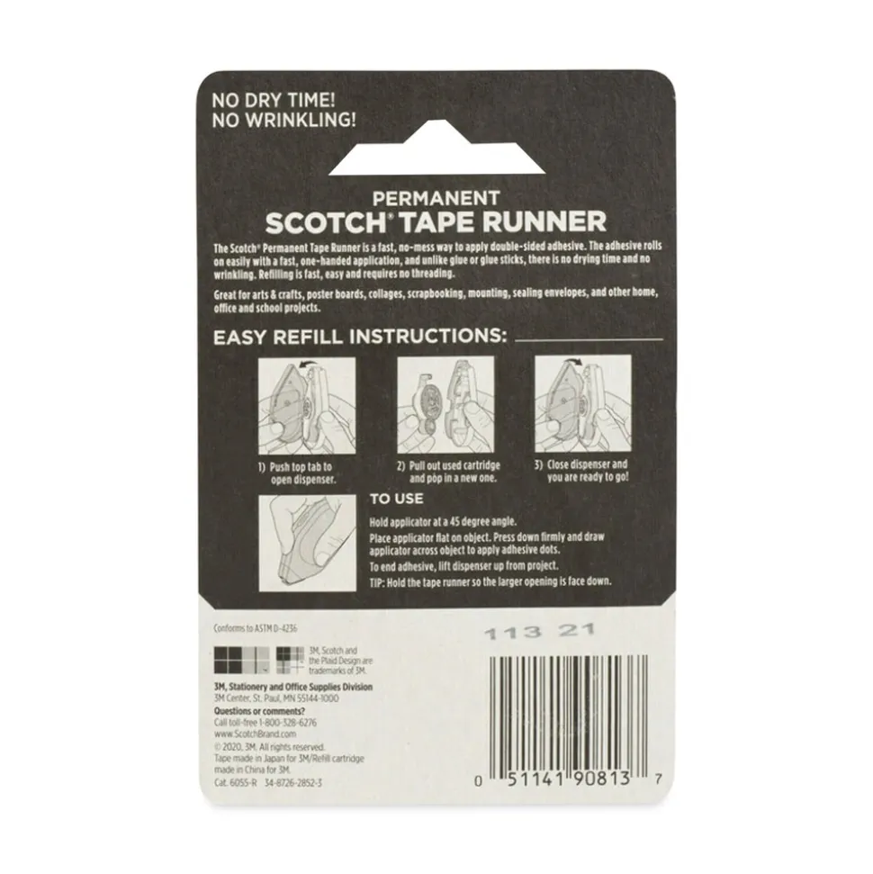 Scotch 0.31 in. x 49 ft. Refill for the Redesigned Scotch 6055 Tape Runner Dispenser - Dries Clear