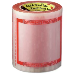 Scotch 5 in. x 6 in. 3 in. Core Pouch Tape - Transparent/Orange Border (1-Roll)