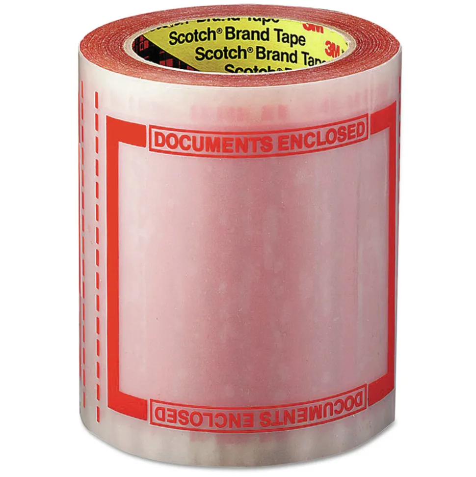 Scotch 5 in. x 6 in. 3 in. Core Pouch Tape - Transparent/Orange Border (1-Roll)
