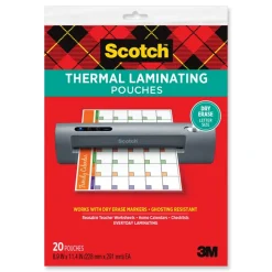 Scotch 8.9 in. x 11.4 in. 3 mil. Laminating Pouches - Clear (20/Pack)