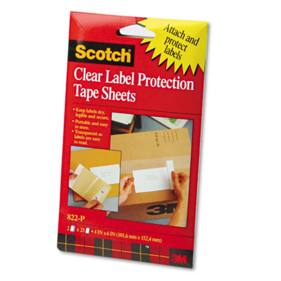 Scotch 4 in. x 6 in. ScotchPad Label Protection Tape Sheets - Clear (50/Pack)