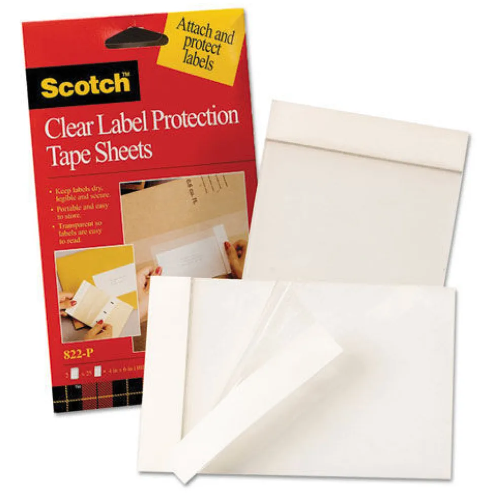 Scotch 4 in. x 6 in. ScotchPad Label Protection Tape Sheets - Clear (50/Pack)