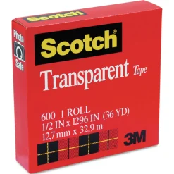Scotch 0.5 in. x 36 yds 1 in. Core Tape - Transparent (1-Roll)