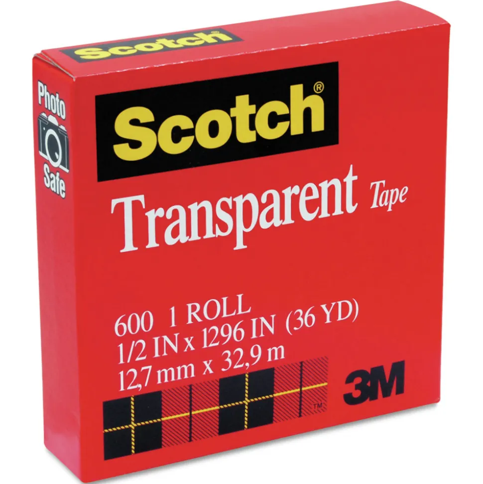 Scotch 0.5 in. x 36 yds 1 in. Core Tape - Transparent (1-Roll)