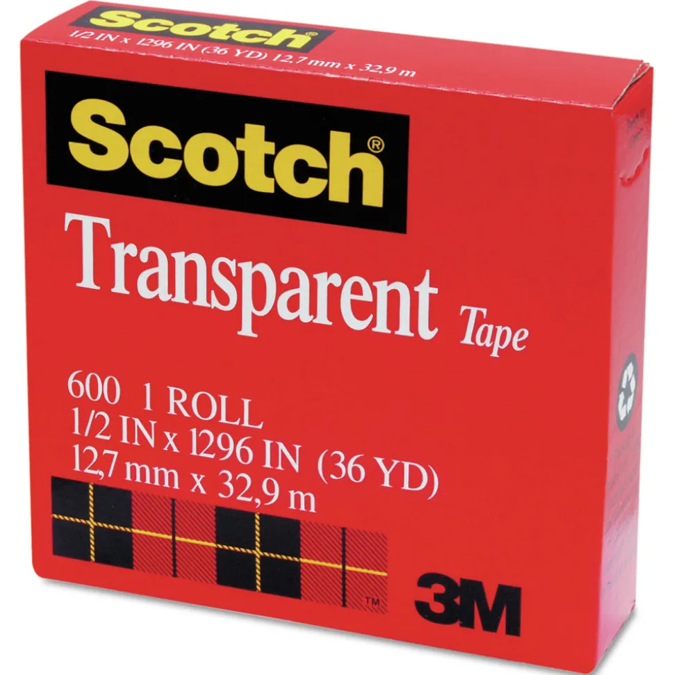 Scotch 0.5 in. x 36 yds 1 in. Core Tape - Transparent (1-Roll)