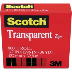 Scotch 0.5 in. x 36 yds 1 in. Core Tape - Transparent (1-Roll)