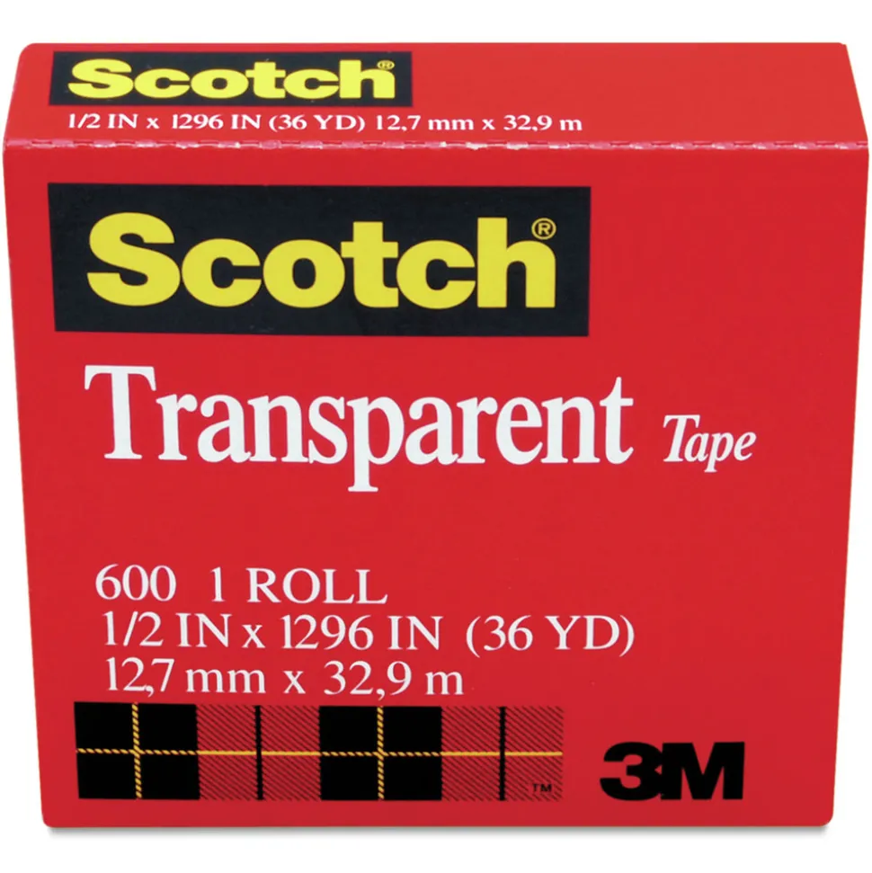 Scotch 0.5 in. x 36 yds 1 in. Core Tape - Transparent (1-Roll)