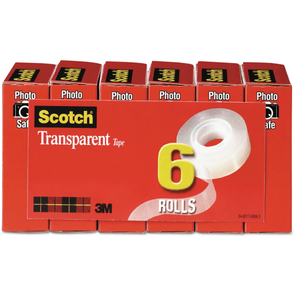Scotch 0.75 in. x 36 yds 1 in. Core Tape - Transparent (6/Pack)