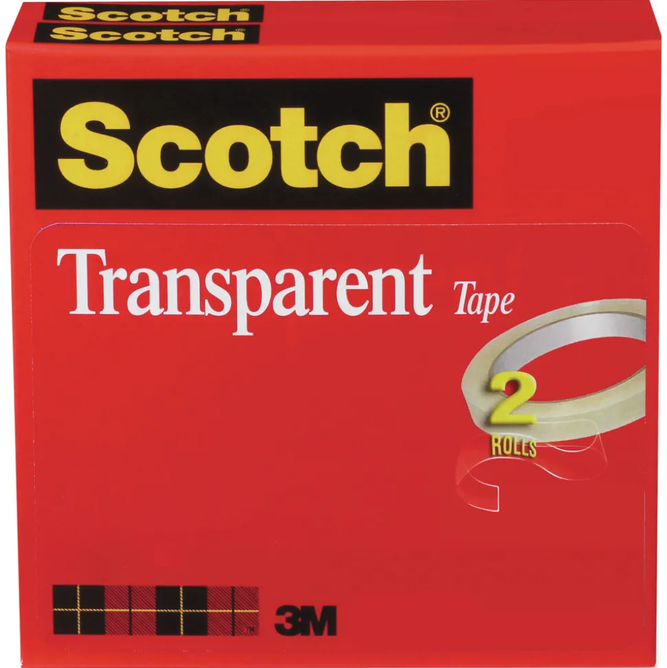Scotch 0.5 in. x 72 yds 3 in. Core Tape - Transparent (2/Pack)