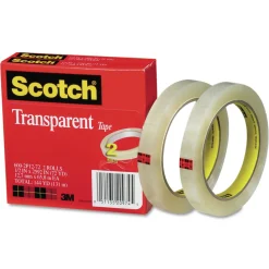 Scotch 0.5 in. x 72 yds 3 in. Core Tape - Transparent (2/Pack)