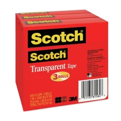 Scotch 1 in. x 72 yds 3 in. Core Tape - Transparent (3/Pack)