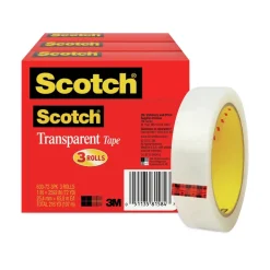 Scotch 1 in. x 72 yds 3 in. Core Tape - Transparent (3/Pack)
