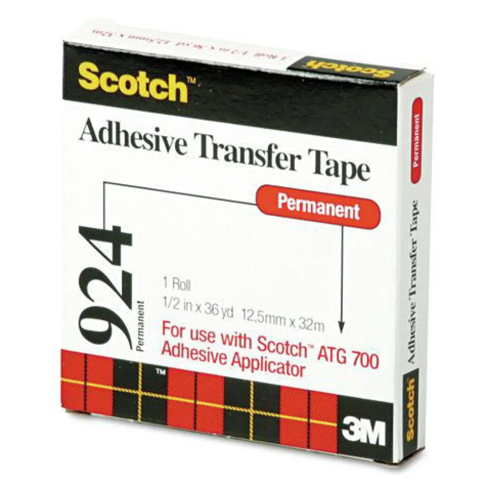 Scotch 0.5 in. x 36 yds ATG Adhesive Permanent Transfer Tape, Holds Up to 0.5 lbs. - Clear (1-Roll)