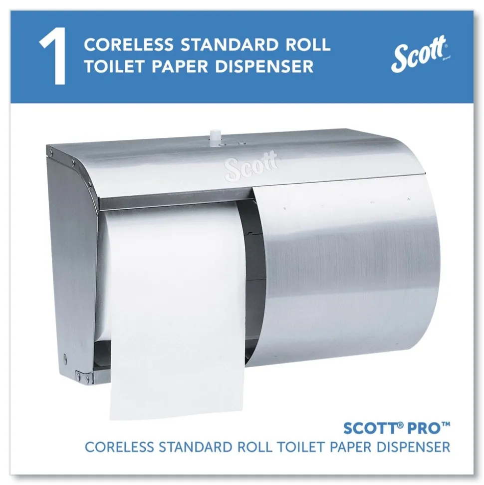 Scott 09606 7 1/10 in. x 10 1/10 in. x 6 2/5 in. Pro Coreless SRB Stainless Steel Tissue Dispenser