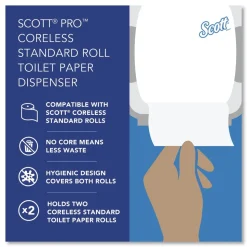 Scott 09606 7 1/10 in. x 10 1/10 in. x 6 2/5 in. Pro Coreless SRB Stainless Steel Tissue Dispenser