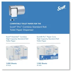 Scott 09606 7 1/10 in. x 10 1/10 in. x 6 2/5 in. Pro Coreless SRB Stainless Steel Tissue Dispenser