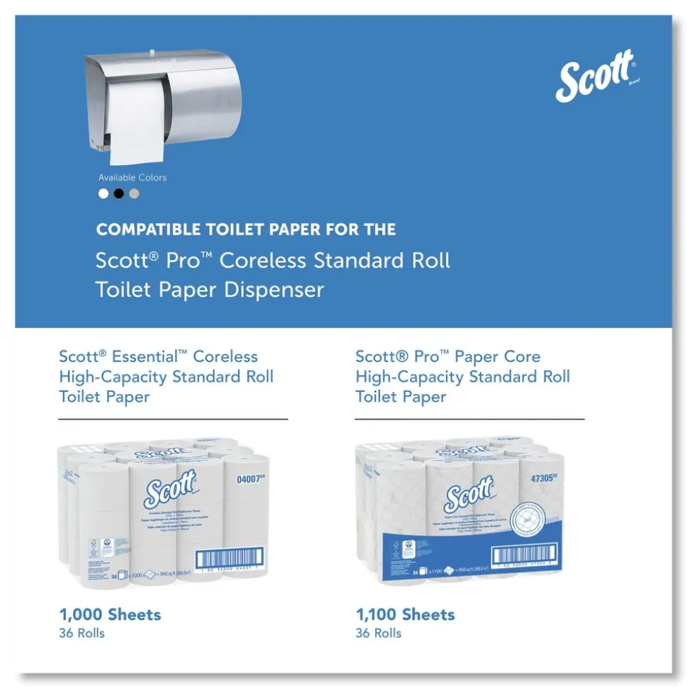 Scott 09606 7 1/10 in. x 10 1/10 in. x 6 2/5 in. Pro Coreless SRB Stainless Steel Tissue Dispenser