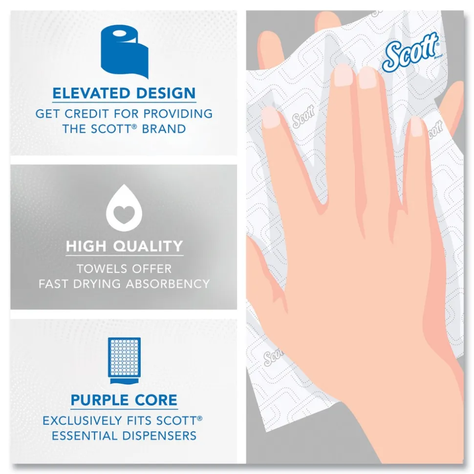 Scott 02001 8 in. x 950 ft. 1-Ply Essential High Capacity Hard Roll Towel - White (6 Rolls/Carton)